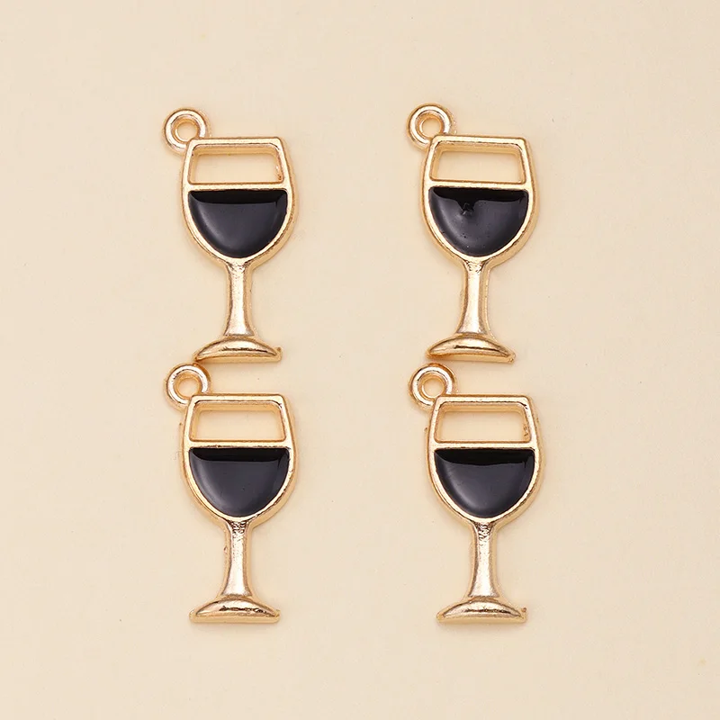 10Pcs 5Colors Lovely Enamel Wine Glass Charms Pendants for DIY Earrings Necklaces Fashion Jewelry Making Accessories Wholesale