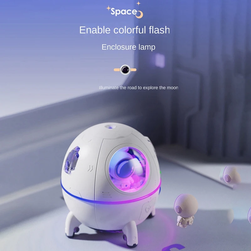 220Ml Mini Astronaut Air Purification Humidifier + Atmosphere Light For Home Purple