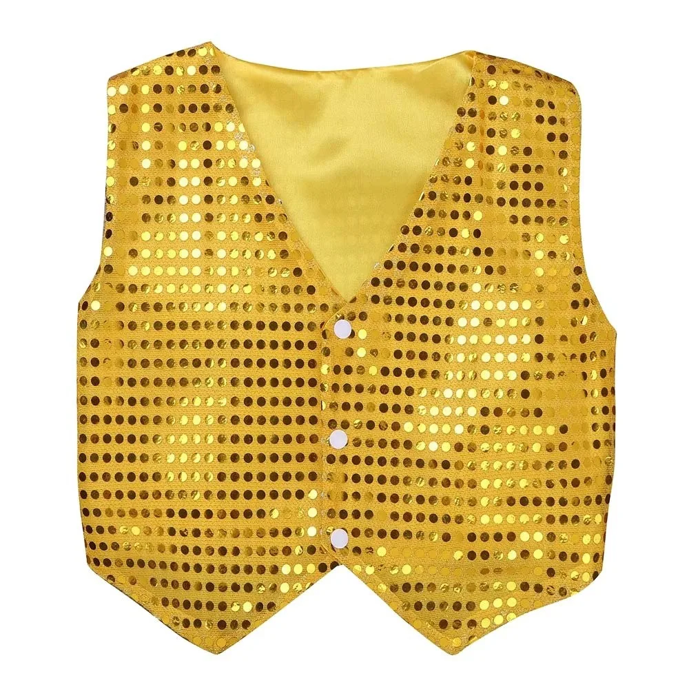 Sequined Design Sequined Vests Dressy Look Boys Girls Dance Costume New Style Street Dance Performance Suit Dance Party