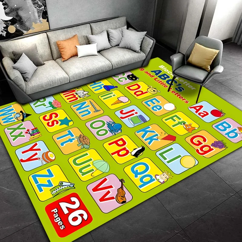 Cartoon Alphabet ABC Printing Carpet Children Crawling Kids Playroom Early Education Area Rug Kids Bedroom Living Room Floor Mat