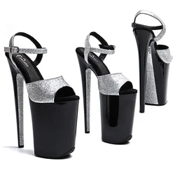 Leecabe 23CM / 9inches   Glitter Upper   open toe  fashion  Platform High Heels Sandals stripper heel Pole Dance shoes