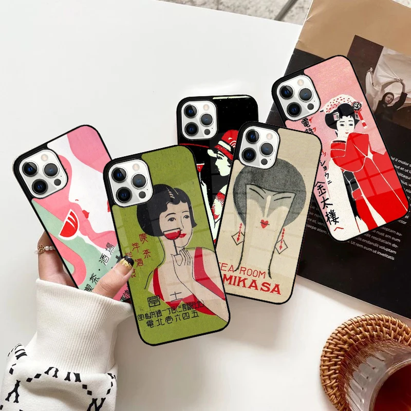 Japanese Matchbox Art Phone Case Strong Magnetic for iPhone 15 16 14 13 Pro Max 11 12 Mini Magsafe Wireless Charging Cover