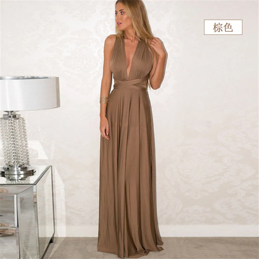 Metodo multi-sfilettatura da donna e multi-corda incrociata sul retro Abito dalla fasciatura sexy Abito con gonna lunga Abiti da sposa da sera