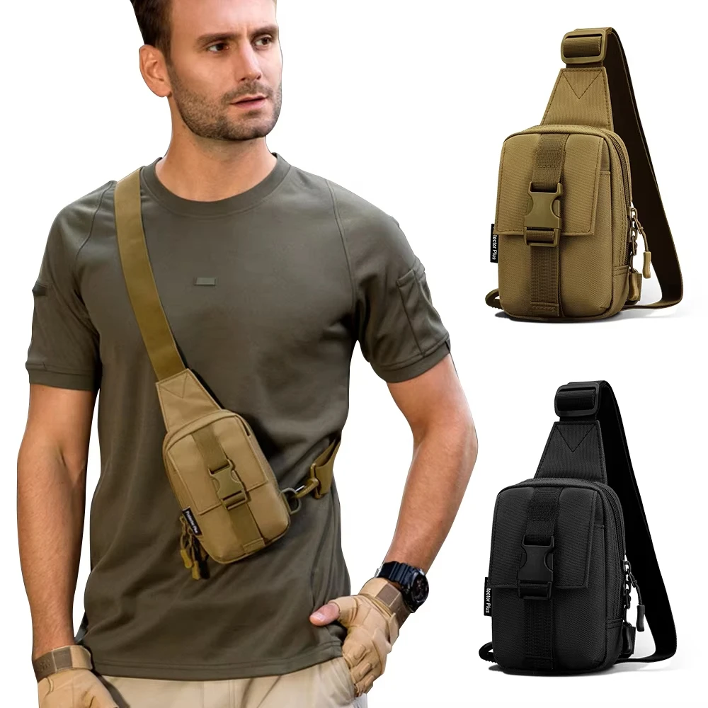 Tactical Crossbody Chest Bag, EDC Sling Shoulder Pack, Military Waist Pouch for Outdoor Hiking Cycling Camping Travel Sports