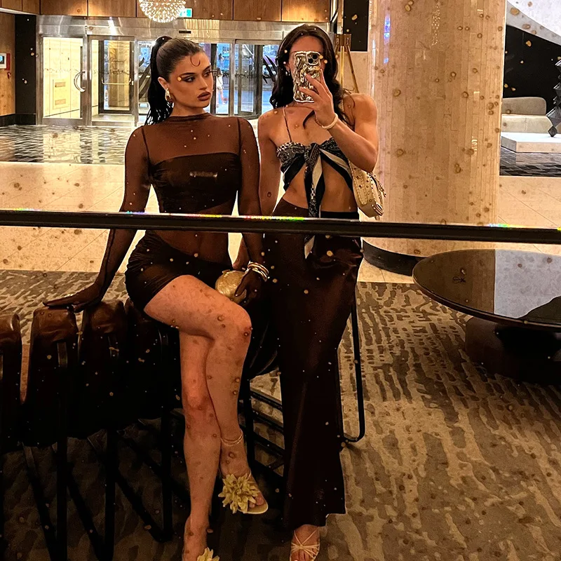 Frauen Mesh Golves Hüfte Kleid Dame Festival Party Geburtstag Abendessen Bankette Abend Dame Elegante Hotsweet Sexy Sheer Charming Kleid