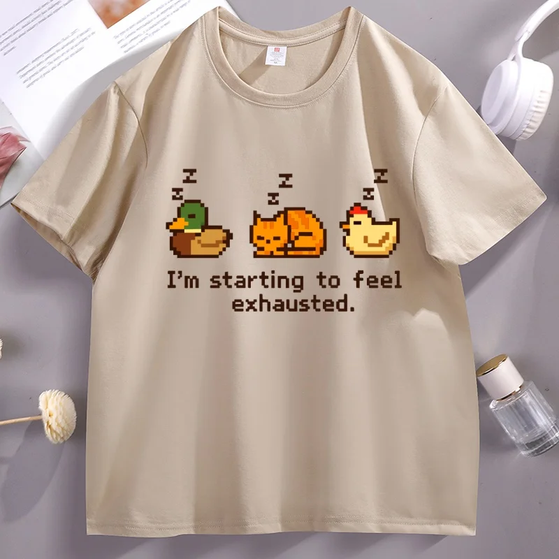 Stardew-Valley النوم تي شيرت البلوز المعتاد المطبوعة لعبة تي شيرت للرجال النساء السببية القطن قصير الأكمام زوجين تيز #3