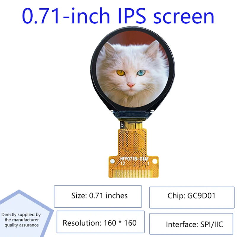 TZT TFT-scherm 0,71 inch TFT LCD-displaymodule Ronde driver SPI-interfacescherm LCD seriële poort Rond scherm SPI-display