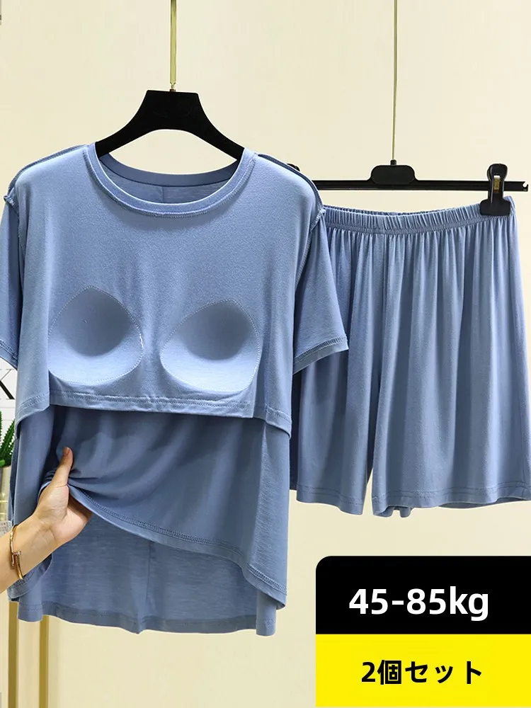 

Комплект домашней одежды из модала, летний тонкий ort Sve Bral Spwear, свободный топ, женские повседневные круглые брюки Ne ort