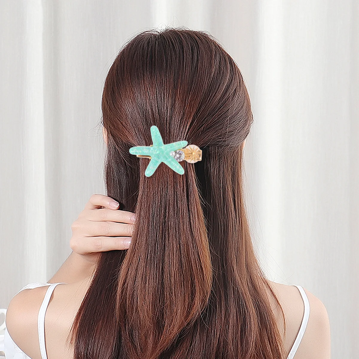 

2Pcs Pearl Rhinestone Hair Clip Diamond Fringe Hair Barrettes Mint Green Charming Hairpins for Wedding Party Daily Use Women