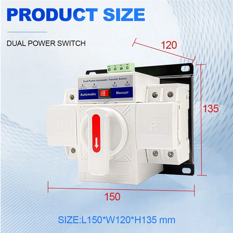 

【24 Hours Sale】Dual Transfer Switch 2P 63A Dual Power Automatic Transfer Switch Micro Updated Version Circuit Breaker