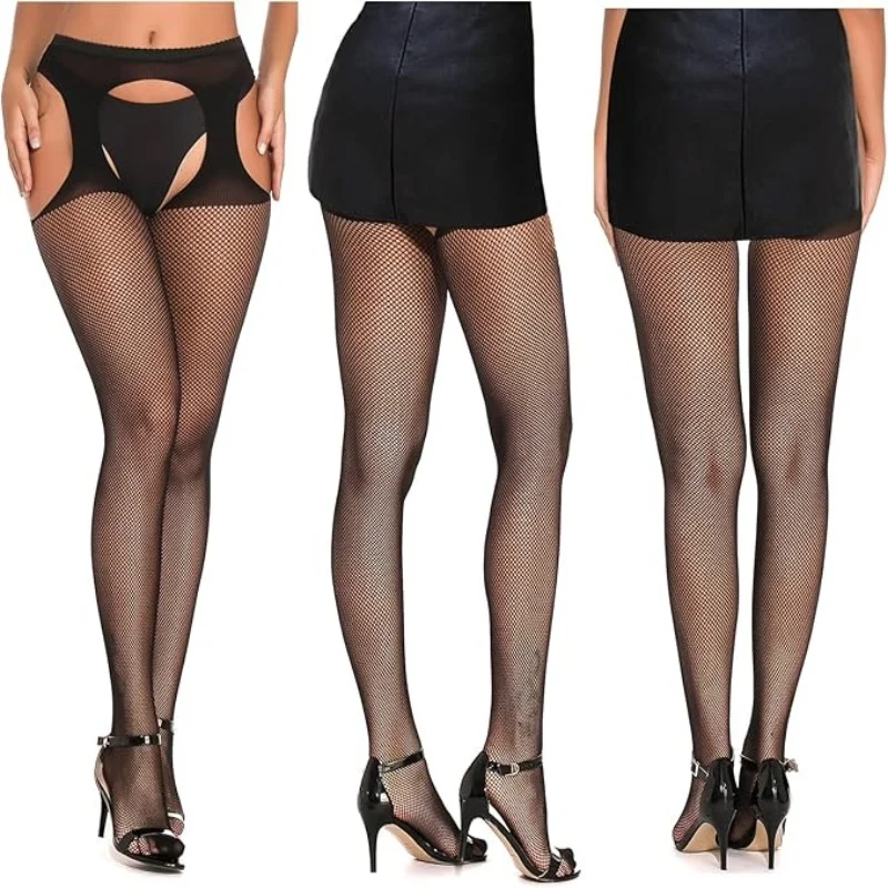 3 قطعة جوارب شبكية مثيرة للنساء الفخذ العليا الحمالات الجوارب مع حزام الرباط الجوف خارج تصميم نمط للاستخدام المناسب