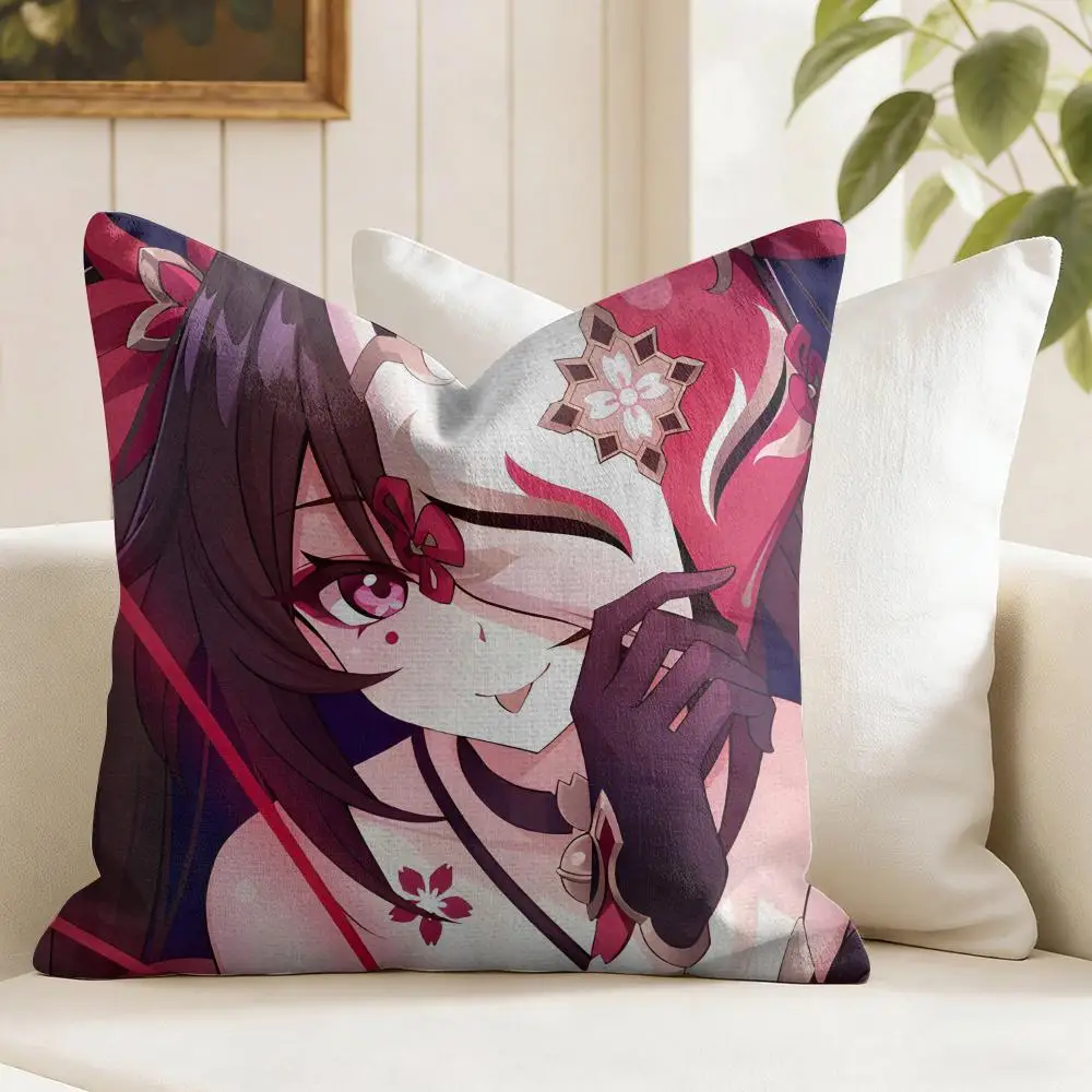 Honkai Star Rail Sparkle Cushion Cover Eco Linen Pillow Case Double-Sided Print Breathable Durable Zipper Home Decor Gift