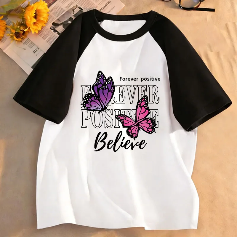 Butterfly Graphic Design T-Shirt Printed T Shirt Girls' Summer Clothes Short Sleeve Tops T-Shirts Cute Girls Clothing Kids