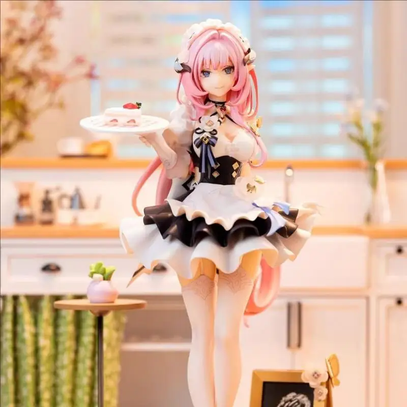 24Cm Honkai 3 Game Figure Elysia Coffee Maid Carrying A Cake Pvc Gk Model Statue Collection Doll Desktop Decoration Toy Gifts