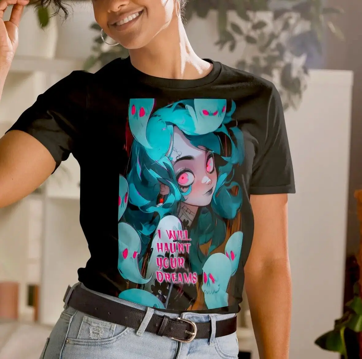 

Аниме Spooky Girl Ghosts Haunt Kawaii Harajuku футболка унисекс с короткими рукавами