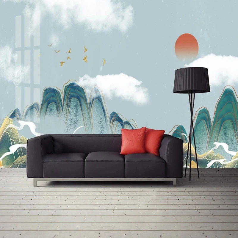 Custom Photo Wallpaper Murals Chinese Abstract Landscape Lines Wall Painting Home Interior Decoration Wall Paper 3D Papel Tapiz