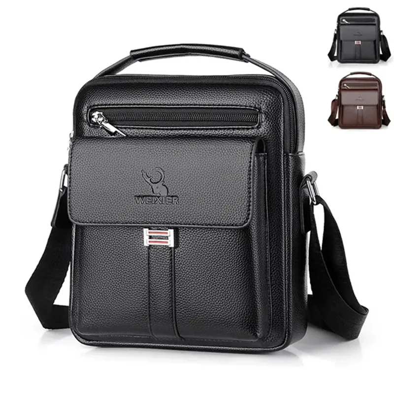 Sacos de ombro Crossbody vintage impermeáveis para homens, bolsas de grande capacidade, sacola de couro PU, sacos mensageiro homem