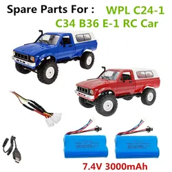 Aggiornamento 7.4V 3000mAh batteria/cavo di ricarica per: Wpl C24 D12 RC ricambi auto C24-1 C34 B36 E-1 parti batteria SM-2P spina