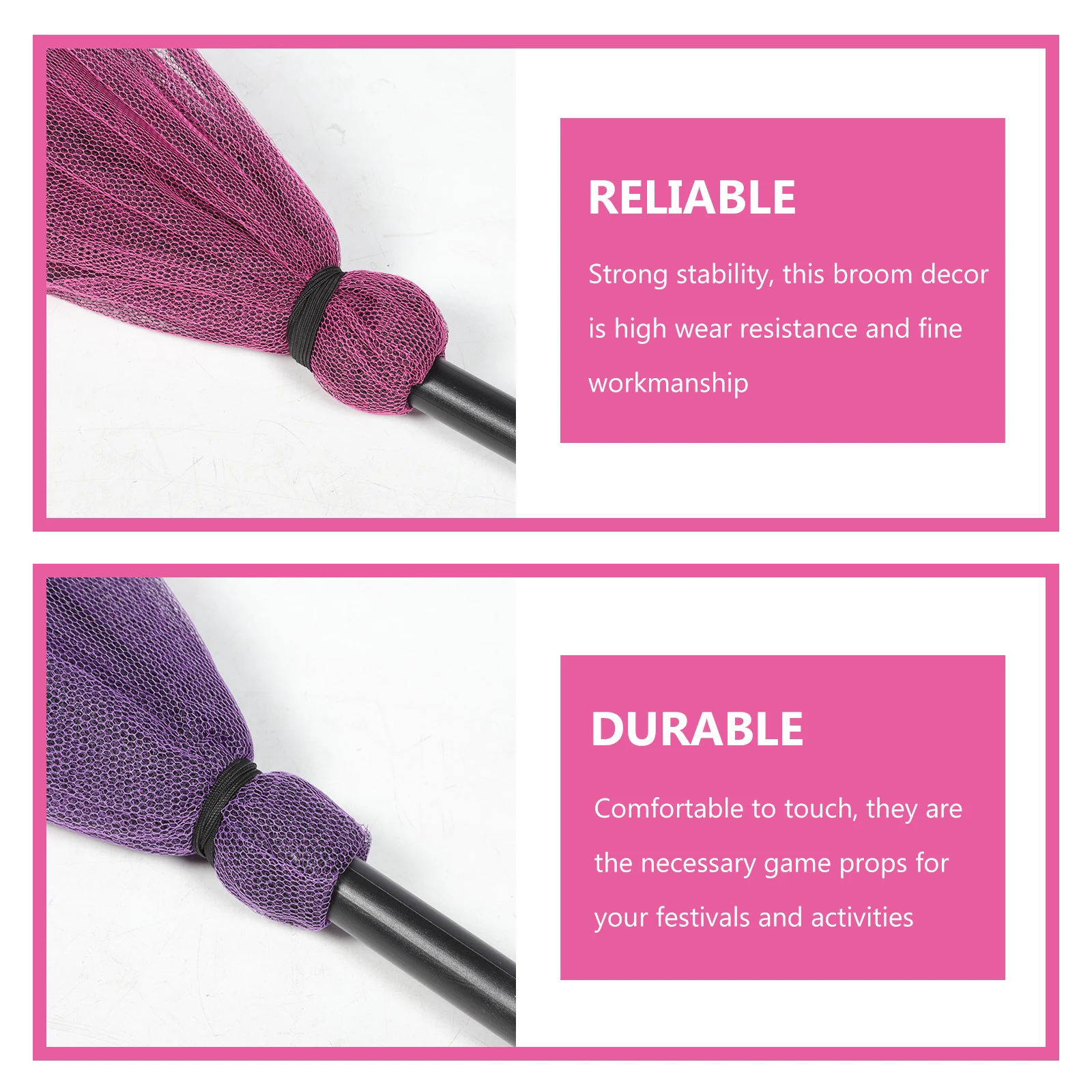 

2 Pcs Flight Witch Broom Decoration Broomstick Plastic Halloween Cosplay Prop