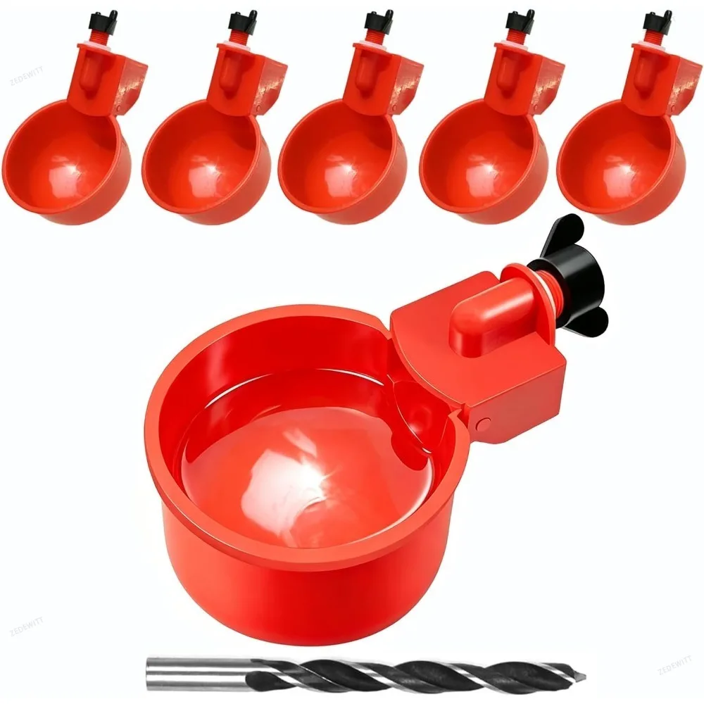 Durable Automatic Chicken Waterer Cups Poultry Drinker Set with Matching Drill for Chicken Duck Quail Watering Farm Accessories