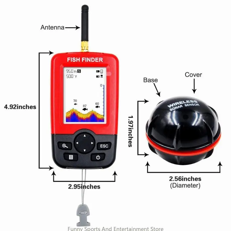 C4DE Portable Fish Depth Finder Water محول مكتشف الأسماك المحمولة لـ W/LCD