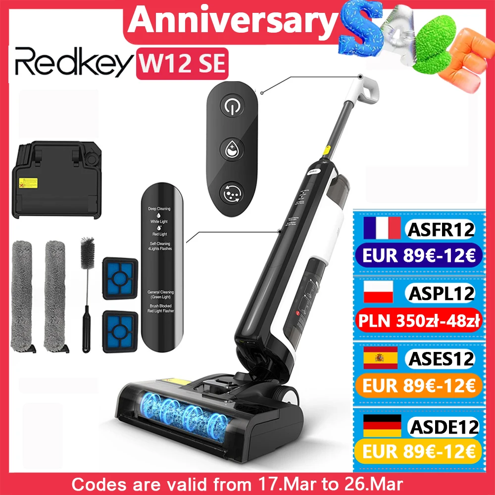 Redkey W12 SE Aspirapolvere asciutto e bagnato senza fili Aspirapolvere wireless intelligente