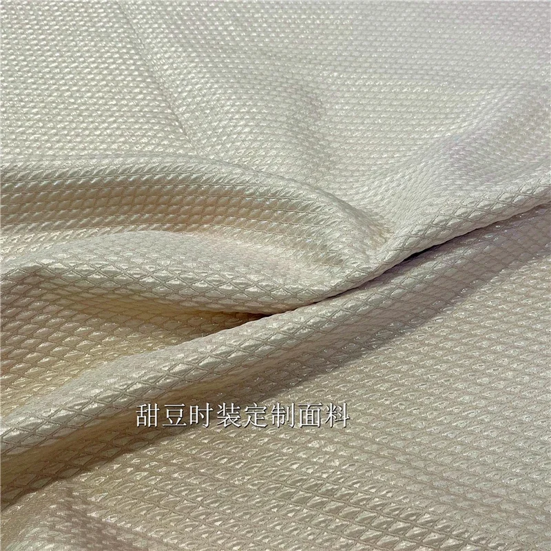 Gold Silk Brocade Jacquard Fabric Checker Yarn Dyed Suit Coat Dress Fashion Brand Design Sew Wholesale Cloth by Meter Materials