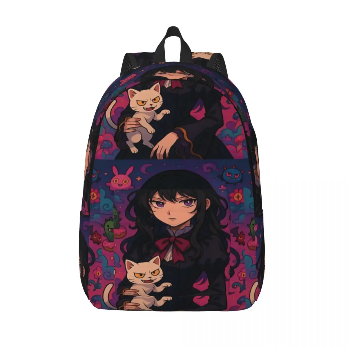 

Аниме Девушка с милым котом Химерный готический стиль Простой и стильный рюкзак Холщовый рюкзак Студенческий