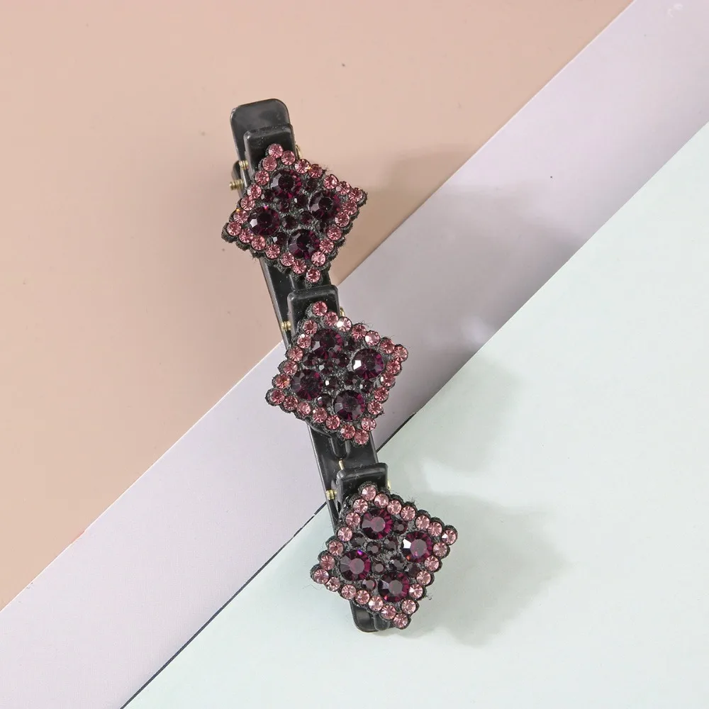 

New Sparkling Crystal Stone Hair Clips Hair Accessories Hairpin Duckbill Clip Side Clip Flower Pattern Braided Hair Clips