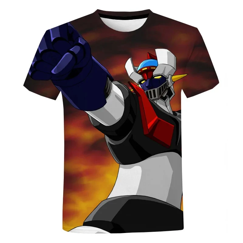 Men\'s Mazinger Z T-Shirts Summer Anime Robot 3D Print Streetwear Women Fashion Oversized Short Sleeve T Shirt Kids Tees Clothing