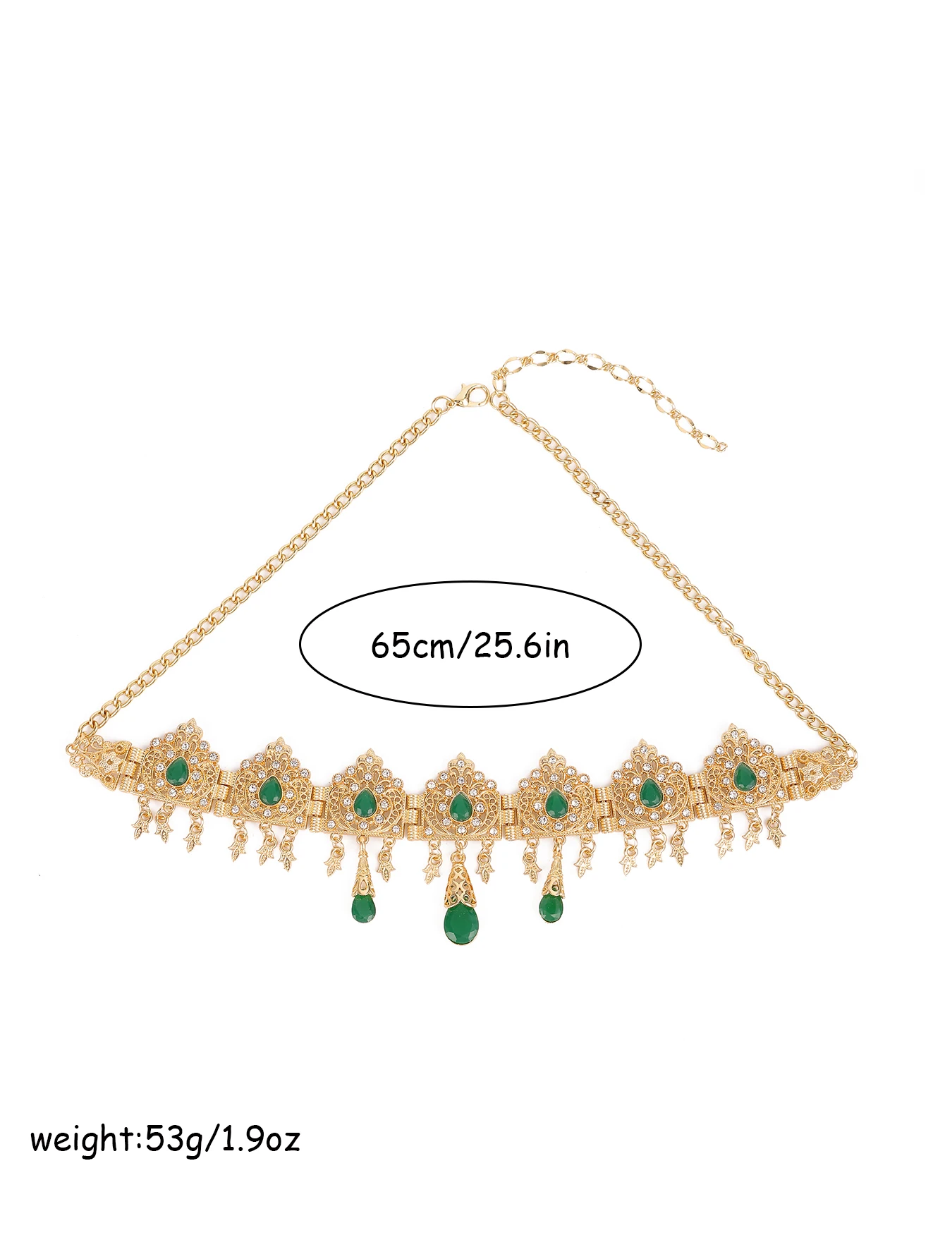 Turkish Wedding Head Piece Gold Color Hair Accessories For Women Wedding Rhinestone Hair Accessories For Moroccan Bride Necklace