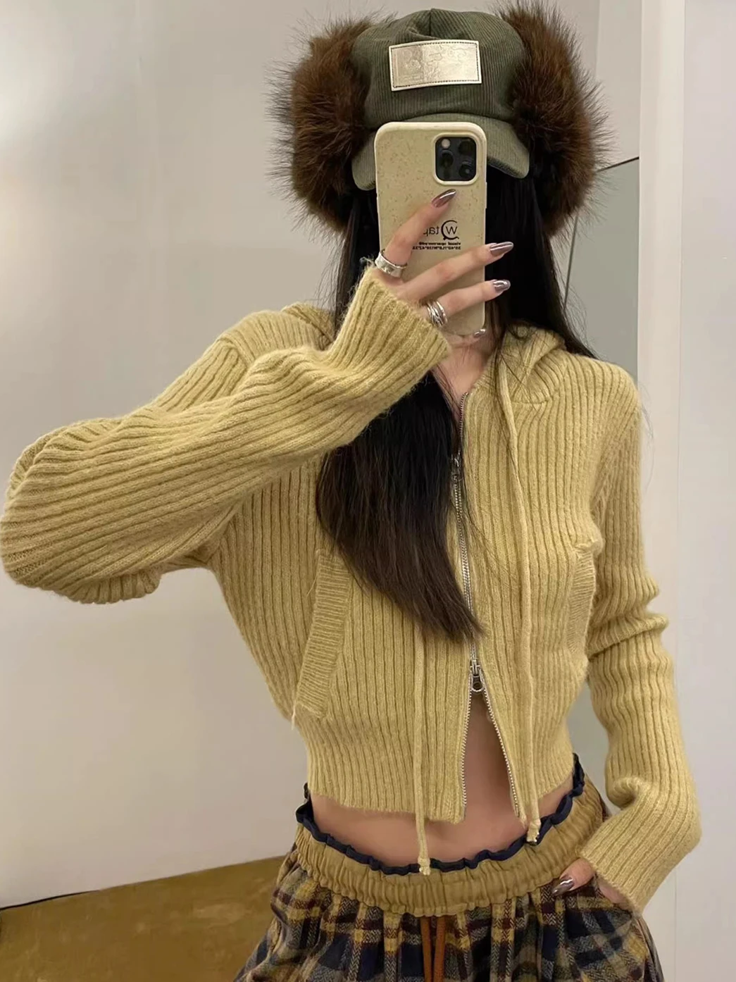 

CHICYAN Новая корейская толстовка-худи свободного кроя для повседневной носки, осенне-зимняя, утепленная, укороченная, на молнии