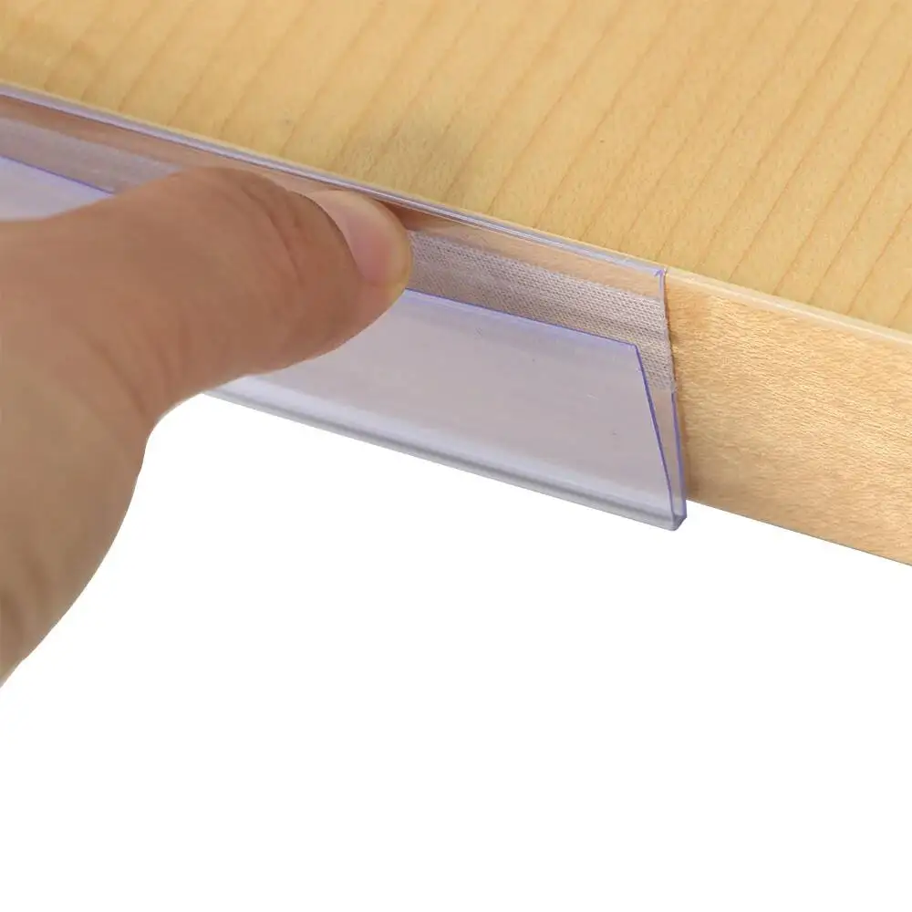 60pcs 3x7cm Plastic PVC Shelf Data Strips Clip Holder Merchandise Price Talker Sign Label Display Adhesive Tape Back