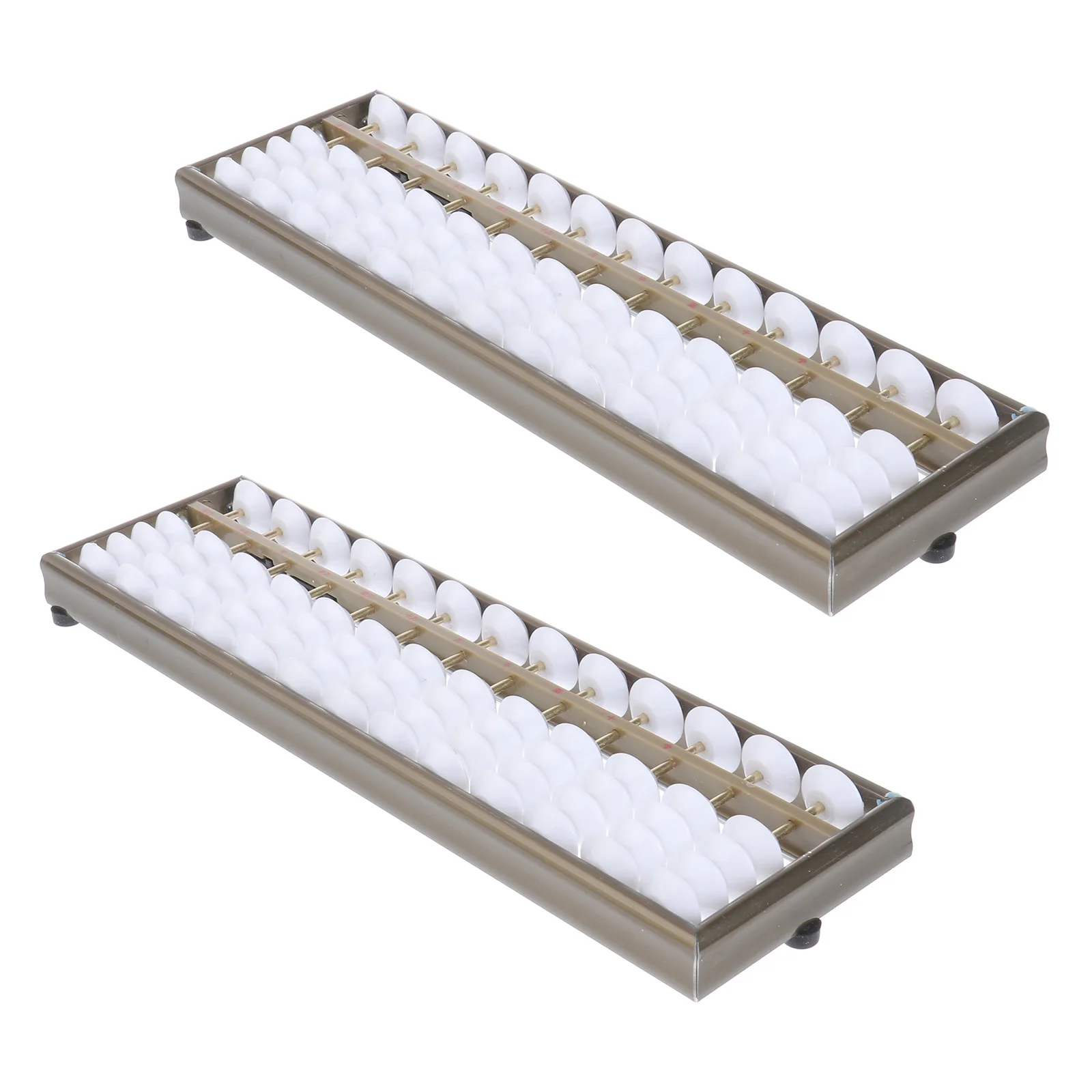 2 Pcs Math Abacus Calculator Aluminum Alloy Beads for Kids Students White Color with 13 Rods Design Arithmetic Tool