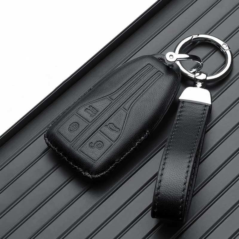 Leather Car Key Case Remote Cover Shell Holder Protector Bag Fob For Hongqi HS5 HS7 H9 H5 E-HS9 H6 HQ9 HongQi Accessories 2024