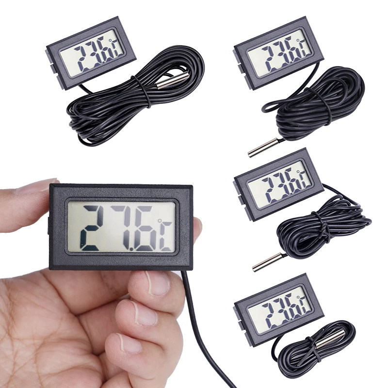 1Pcs Mini LCD Digital Thermometer 1M 3M 5M Senor Cable Indoor Outdoor  emperature Sensor Temperature Tester Detector Monitor