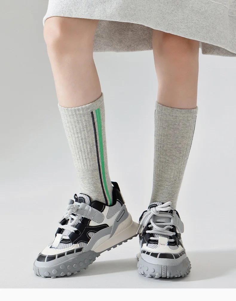 Baumwollsocken, 4 Paar, lange Socken, Kindersocken, Kniestrümpfe, gestreifte Sportsocken, Socken für Jungen und Mädchen, Skating-Socken, Sportsocken. – Detail 8