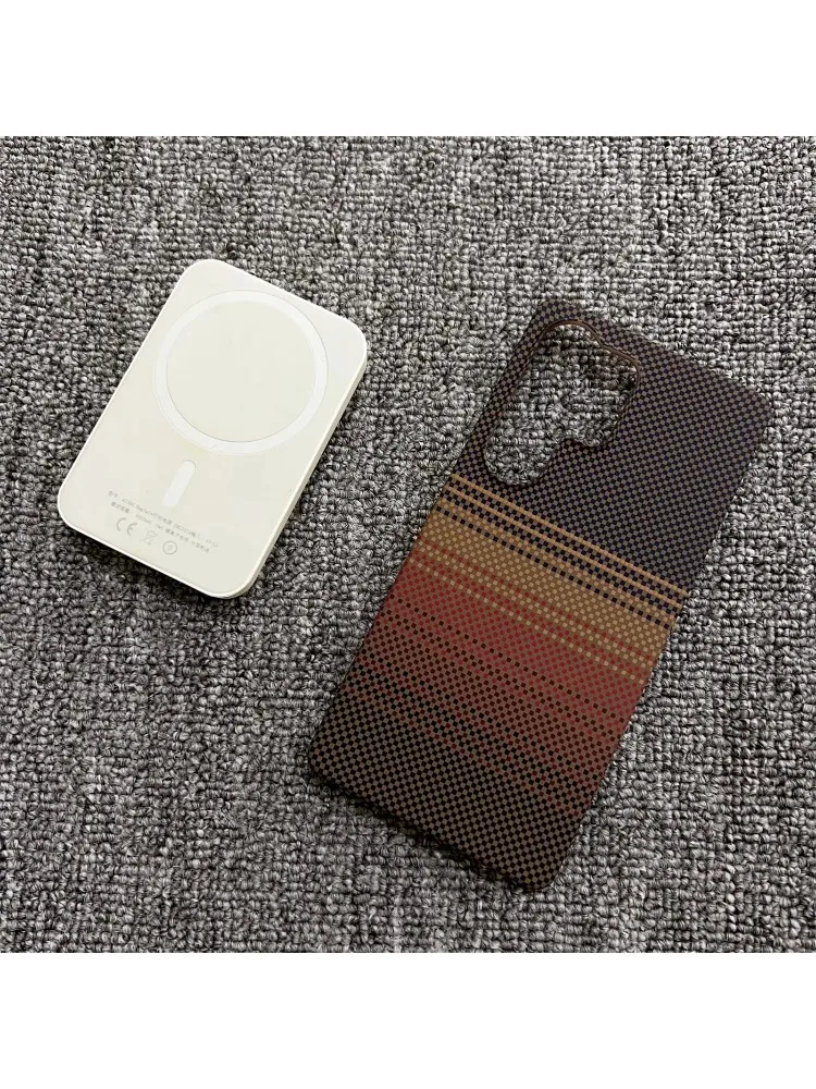 Ultra Slim Koolstofvezel Kevlar Patroon Case Voor Samsung Galaxy S24 S25 S26 Ultra Plus Onzichtbare Magnetische Draadloze Lading Cover - afbeelding 2