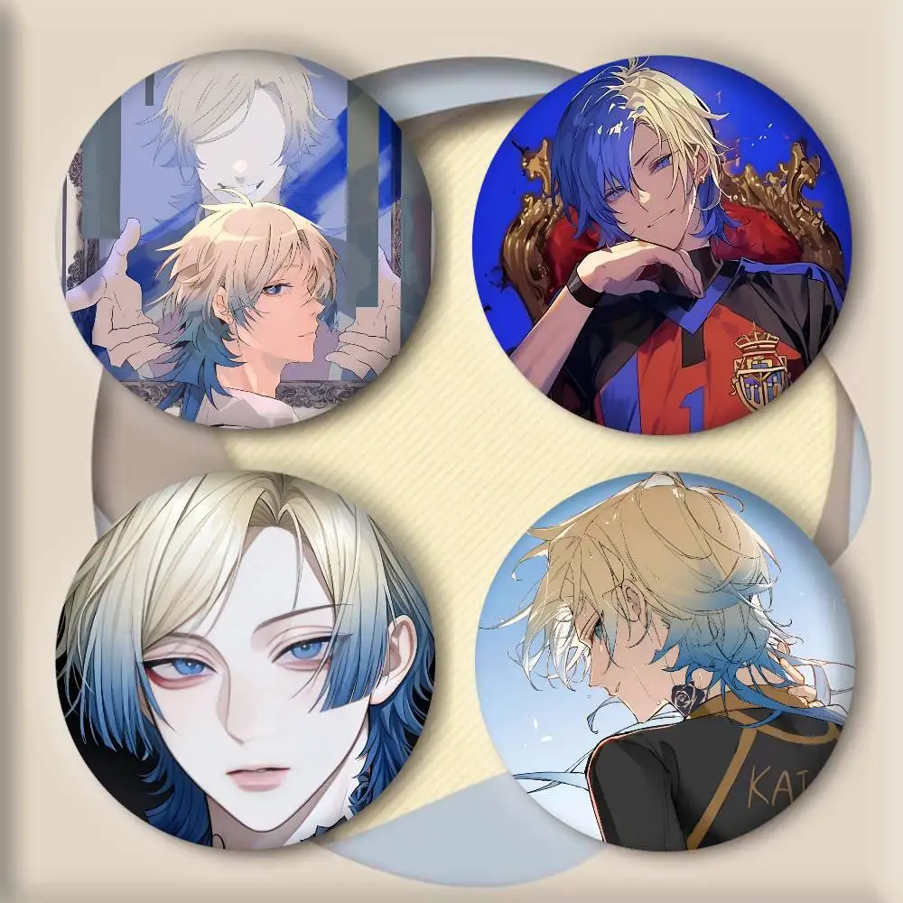 Broche Redondo de Arte Manga de Michael Kaiser de B-Blue Lock, Accesorio Clásico de Anime para Ropa y Mochila, con Diseño Láser