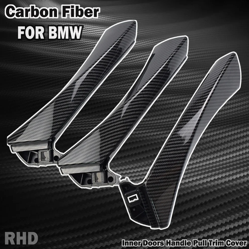 Car Inner Handle Interior Door Panel Pull Trim Cover Carbon Fiber Left Right For BMW 3 Series E90 E91 E92 316 318 320 325 328i