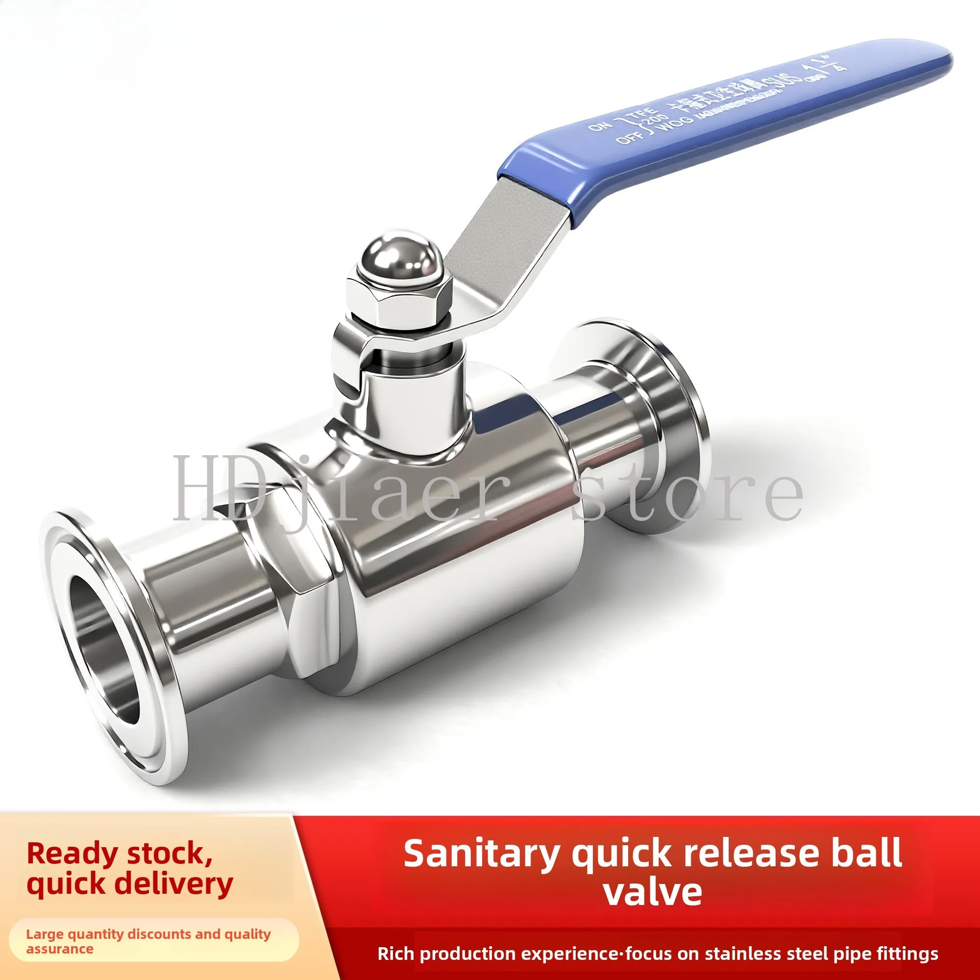 

304 stainless steel quick-release ball valve 316 sanitary grade Q81F quick-connect clamp chuck pass-through switch valve