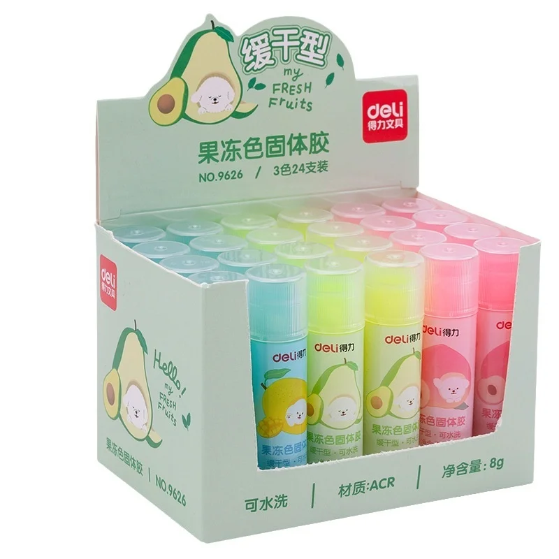 24pcs-lot-cartoon-lemon-avocado-peach-fruit-solid-glue-guns-sticks-diy-tools-student-handmade-office-school-supplies