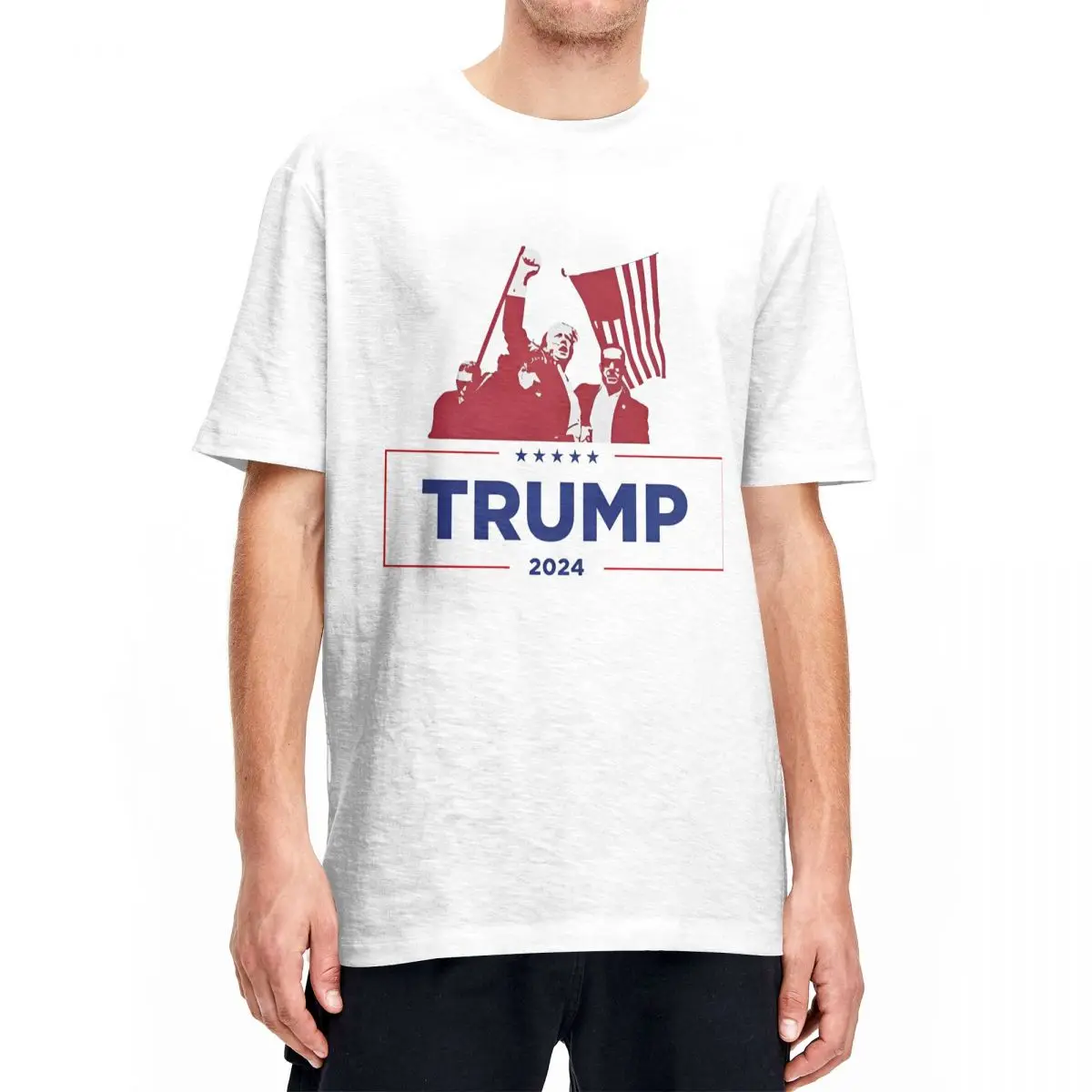 Trump Arrested. Shot. Still Fighting T Shirt Make America Great Again T Shirts Cotton Tee Shirt For Men Short-Sleeve Top Tees