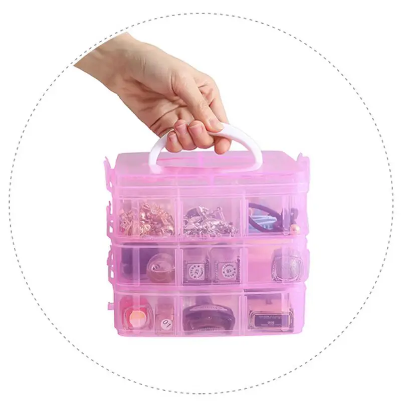 Transparent Portable Large Jewelry Removable Grids Jewelry Storage Rings Necklaces Box Container Case Display