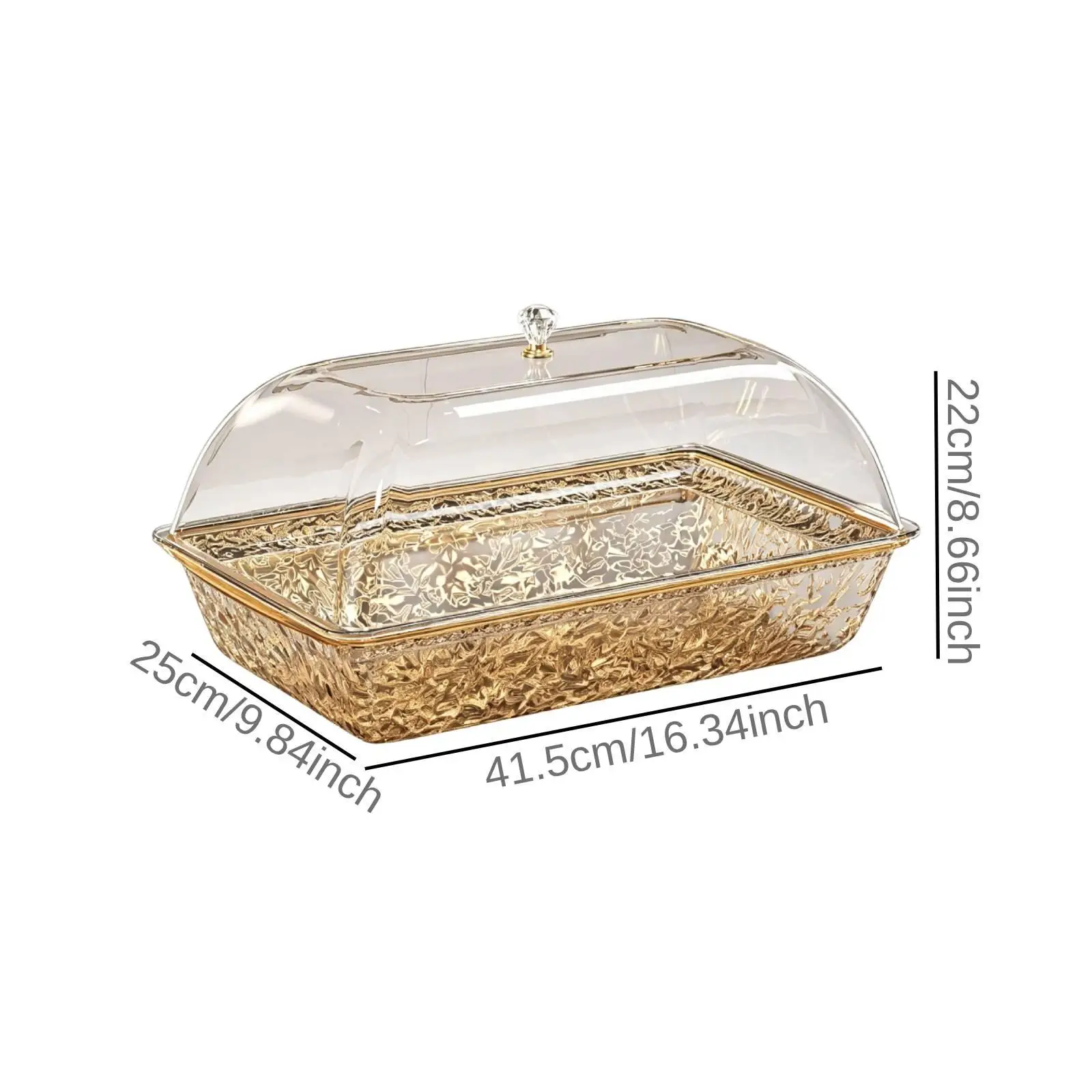 Chilled Serving Tray with Lid Rectangular Cold Food Storage Party Platter Luxury Decorative Tray for Events