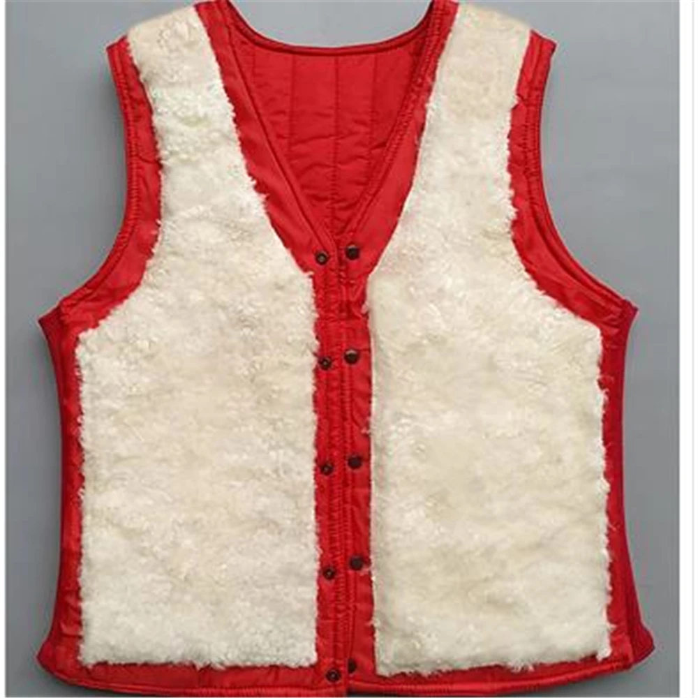 Women's V-Neck Single Breasted Overcoat 100% Sheepskin Fur Vests Thicken Fur Vests Lady Warm Gilet Autumn Winter Hot Sale