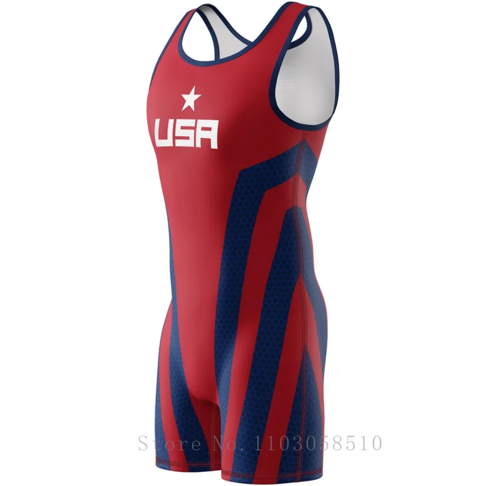 WrestlingMart men Wrestling Singlet Suit One piece Bodysuit Tummy Control Wear Boxing GYM Iron Triathlon PowerLifting Outfit