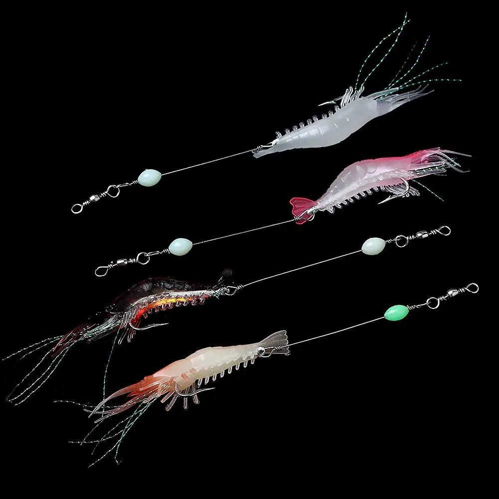 Lifelike Eyes Artificial Bait Luminescent Shrimp Bait Luminous Fishing Lure Soft Bait With Sharp Hooks Sea Fishing Accessories