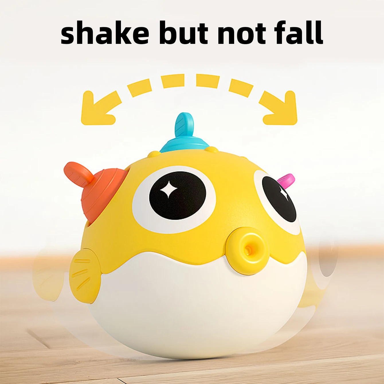 ألعاب الأطفال والرضع - لعبة مطاطية حريرية من سمكة النفخ مع صوت جرس واضح وميزة قابلة للدفع