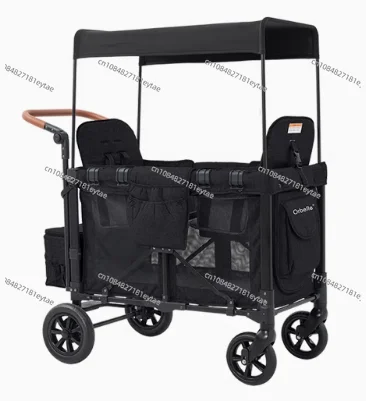 Collapsible Wagon Stroller 2 Seater Folding Baby Cart Twins  All Terrain Outdoor Fishing Garden Park Camping Groceries